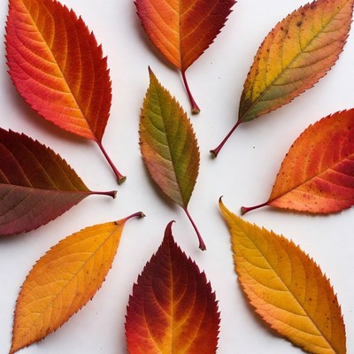 Autumn leaves arranged in circle