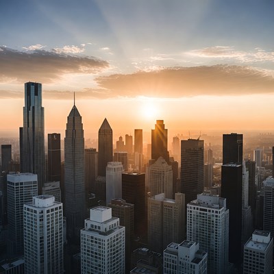 Philadelphia skyline at sunset