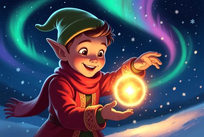 Elf boy holding glowing orb