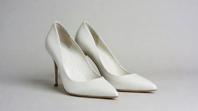 Pair of white stiletto high heels