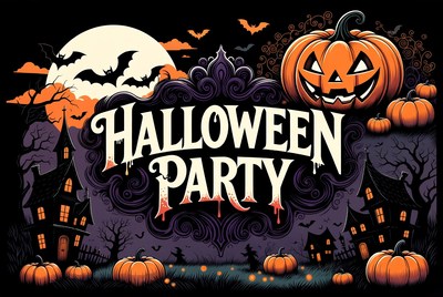 Halloween Party Illustration with Pumpkins