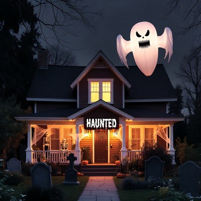 Haunted House with Ghost Decoration