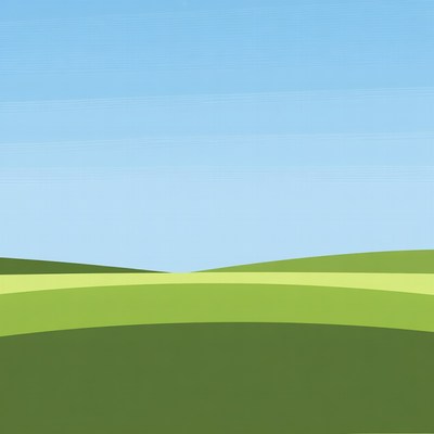 Green rolling hills under blue sky