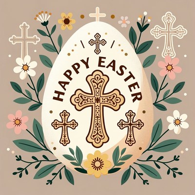 Happy Easter Egg with Crosses