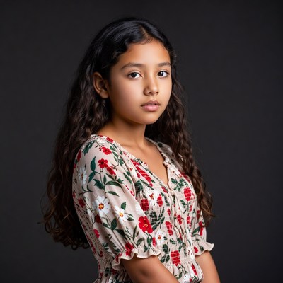 Latino girl in floral dress