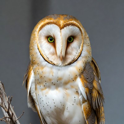 Barn Owl with Green Eyes