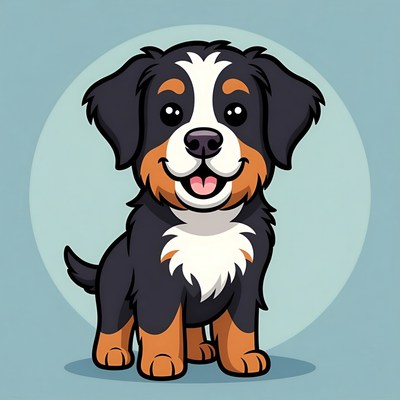 Cute Bernese Mountain Dog Puppy Illustration