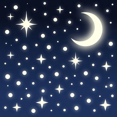 Starry Night Sky with Crescent Moon