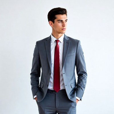 Handsome man in gray suit