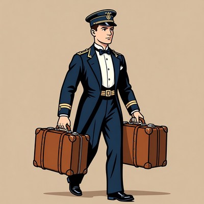 Man in uniform carrying suitcases