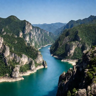 Turquoise River in Mountain Valley