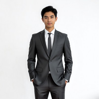 Asian man in black suit