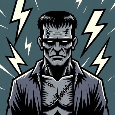 Frankenstein Monster with Lightning Bolts