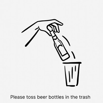 Hand tossing beer bottle in trash