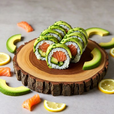 Avocado Salmon Sushi Rolls