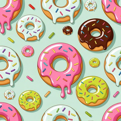 Colorful Donuts Seamless Pattern