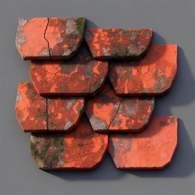 Mossy Red Roof Tiles Stack