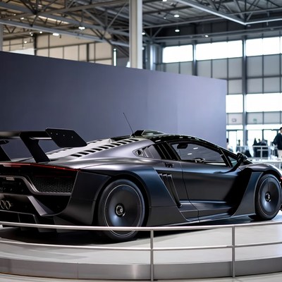 Black Supercar Rear View Display