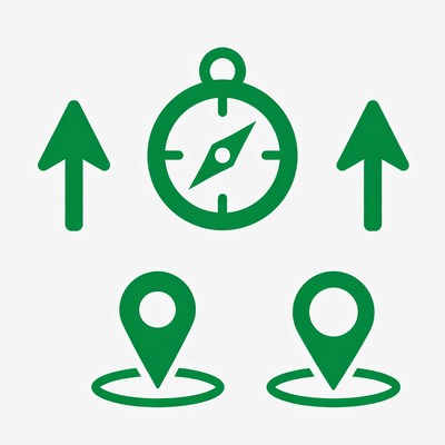 Green Compass Arrows Pins Icons