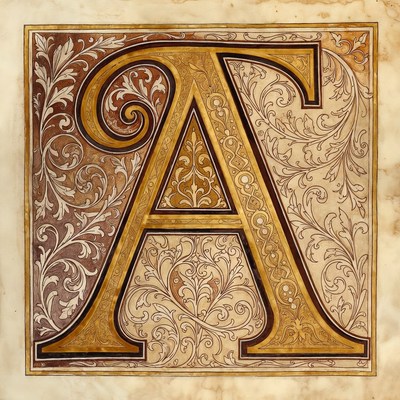 Ornate Golden Letter A Illustration