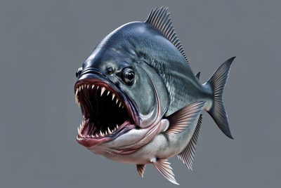 Fierce Piranha Fish with Open Jaws
