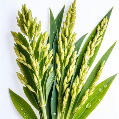 Green foxtail millet with dew drops