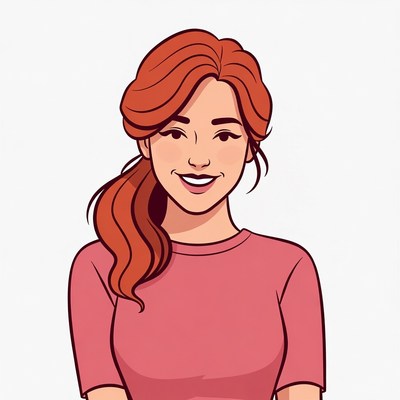 Smiling woman with red ponytail