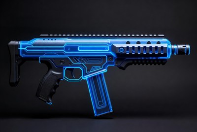 Neon Blue Glow Assault Rifle