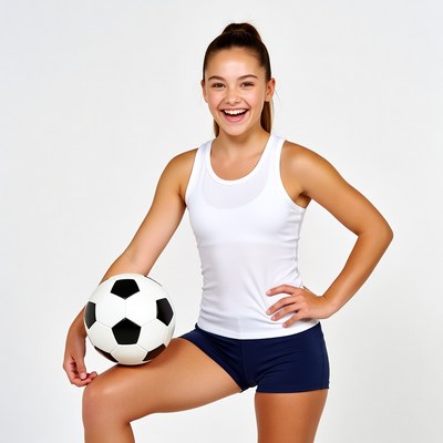 Girl holding soccer ball