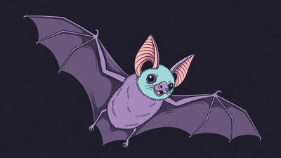 Cute cartoon bat flying