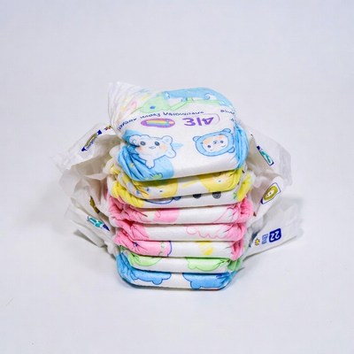 Stack of Colorful Baby Diapers