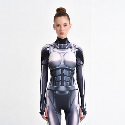 Woman in metallic cyber suit