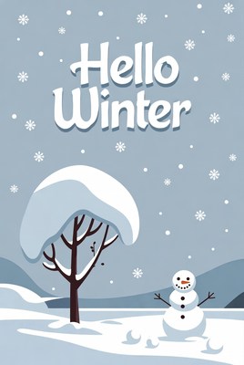 Hello Winter Snowman Illustration