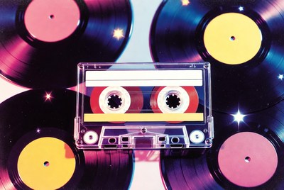 Cassette Tape with Vinyl Records
