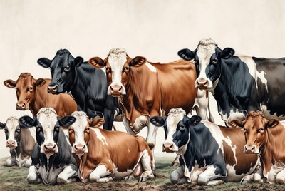 Group of Holstein Cows Standing Together