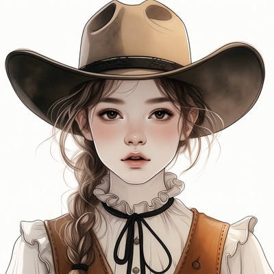 Anime girl in cowboy hat
