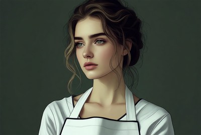 Beautiful woman wearing white apron