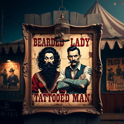 Bearded Lady and Tattooed Man Circus Poster