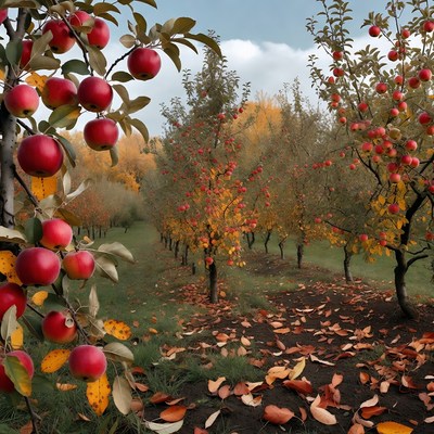 Apple orchard in autumn