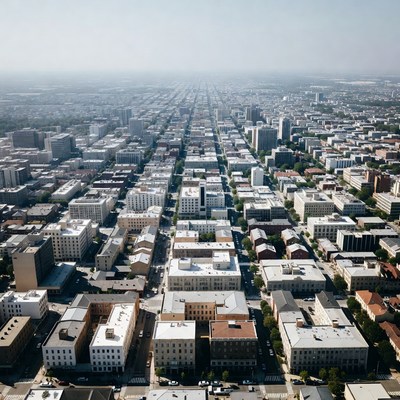 Aerial View of Dense Urban Grid City