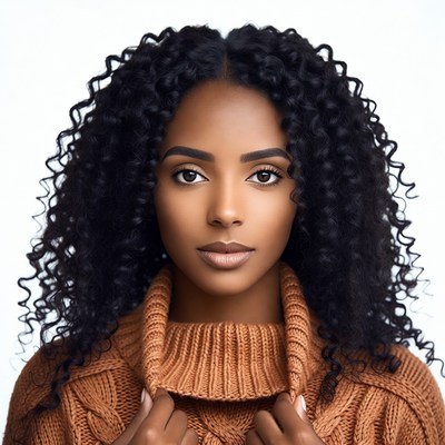 African-American woman in turtleneck sweater