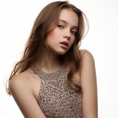 Young woman in knit tank top