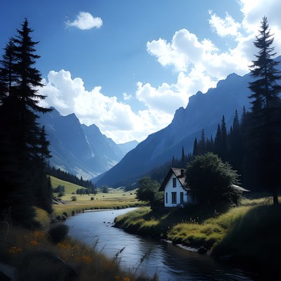 Cozy White Cottage in Mountain Valley