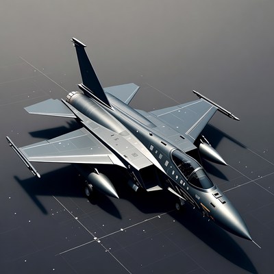 Silver fighter jet on runway