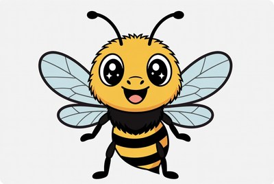 Cute cartoon bumblebee smiling