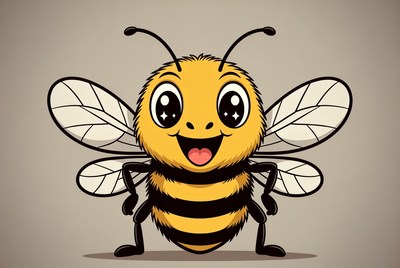 Cute cartoon bee smiling