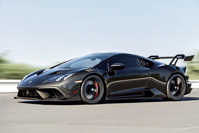 Black Lamborghini Huracan on racetrack