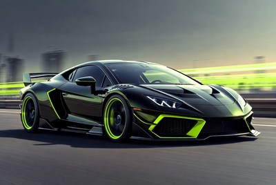 Black Lamborghini Huracan on racetrack