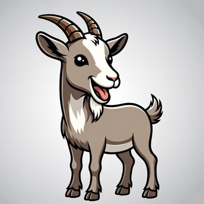 Cartoon baby goat smiling