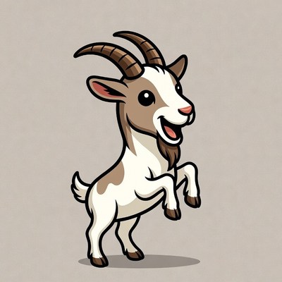 Cartoon goat laughing happily